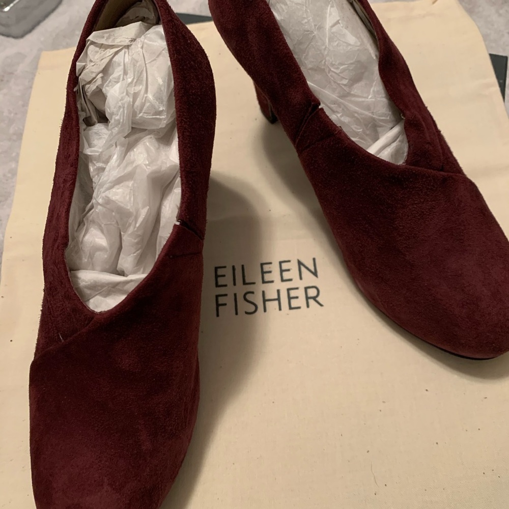 Eileen Fisher Maroon Suede Pumps